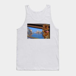 Love locks on Ponte dell'Accademia bridge, Venice, Italy Tank Top